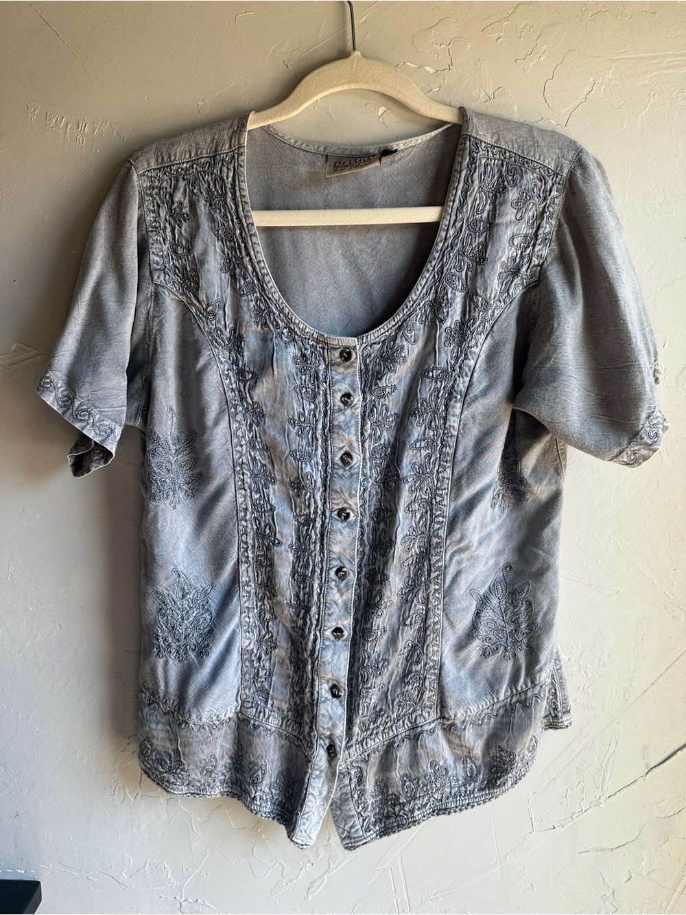 Braja Embroidered Rayon Blouse Boho Fairy Cottagecore Tie Back Artisan Free Size